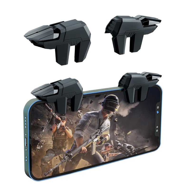 EasEasy PUBG Game Trigger, Mobile Phone Controller Compatible for PUBG/Rules of Survival/Knives Out, 6 Fingers Trigger with Sensitive Aim and Shoot Smartphone Joystick for iPhone & Android-Black - Image 1
